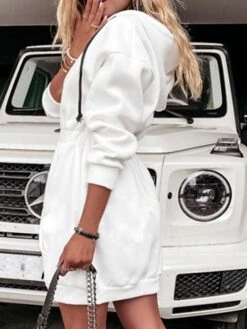 Women's Casual Dress Hoodie Dress Mini Dress Active Fashion Outdoor Going Out Weekend Hoodie Zipper Pocket Solid Color Loose Fit Black White Fuchsia S M L XL XXL 22 Women's Casual Dress Hoodie Dress Mini Dress Active Fashion Outdoor Going Out Weekend Hoodie Zipper Pocket Solid Color Loose Fit Black White Fuchsia S M L XL XXL -Casual Print Dress Sales wqaozn1695781026472