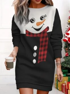 Women's Christmas Casual Dress Sweatshirt Dress Mini Dress Warm Fashion Outdoor Vacation Crew Neck Print Santa Claus Snowman Loose Fit Black White Wine S M L XL XXL 9 Women's Christmas Casual Dress Sweatshirt Dress Mini Dress Warm Fashion Outdoor Vacation Crew Neck Print Santa Claus Snowman Loose Fit Black White Wine S M L XL XXL -Casual Print Dress Sales wrukwd1695365433336