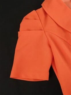 Women's Plus Size Curve Party Dress Work Dress Swing Dress Plain Long Dress Maxi Dress Short Sleeve Pleated Shirt Collar Fashion Party Orange Fall Winter XL XXL 3XL 4XL -Casual Print Dress Sales wsbota1694425987667