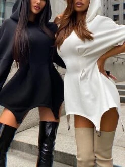 Women's Casual Dress Hoodie Dress Mini Dress Active Vacation Formal Holiday Vacation Hoodie Design Solid Color Slim Black White Pink S M L XL 19 Women's Casual Dress Hoodie Dress Mini Dress Active Vacation Formal Holiday Vacation Hoodie Design Solid Color Slim Black White Pink S M L XL -Casual Print Dress Sales wuogim1697107034563