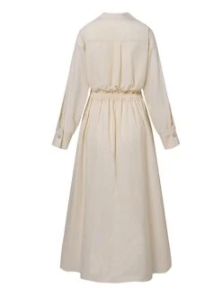 Women's Casual Dress Work Dress Swing Dress Long Dress Maxi Dress Black Green Apricot Long Sleeve Pure Color Pocket Summer Spring Shirt Collar Fashion Office Loose Fit 2023 S M L XL XXL 3XL 4XL 5XL -Casual Print Dress Sales wvomaj1671531596887