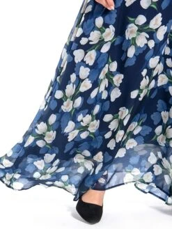 Women‘s Plus Size Curve Casual Dress Swing Dress A Line Dress Floral Long Dress Maxi Dress Short Sleeve Mesh Print Crew Neck Elegant Daily Dark Blue Summer Spring L XL XXL 3XL 4XL -Casual Print Dress Sales wxfnln1694769246104