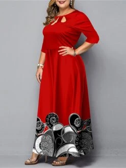 Women‘s Christmas Plus Size Curve Work Dress Semi Formal Dress A Line Dress Fashion Long Dress Maxi Dress Cut Out Print Crew Neck 3/4 Length Sleeve Polka Dot Print Loose Fit Black Red Spring Fall 10 Women‘s Christmas Plus Size Curve Work Dress Semi Formal Dress A Line Dress Fashion Long Dress Maxi Dress Cut Out Print Crew Neck 3/4 Length Sleeve Polka Dot Print Loose Fit Black Red Spring Fall -Casual Print Dress Sales wyxzsj1691048934874