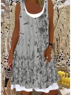 Women's Shift Dress Midi Dress Light Pink Light Blue Green 1 Sleeveless Floral Print Summer Spring Crew Neck Casual 2023 S M L XL XXL -Casual Print Dress Sales wyznyc1620809235985