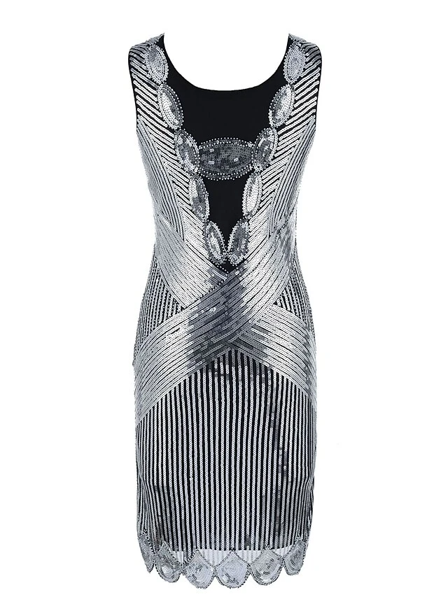 Women's Retro 1920s Sequin Dress Mini Dress Party Halloween Sequins Patchwork Geometric Crewneck Sleeveless Regular Fit Spring Fall 2023 Silver Black S M L XL 3 Women's Retro 1920s Sequin Dress Mini Dress Party Halloween Sequins Patchwork Geometric Crewneck Sleeveless Regular Fit Spring Fall 2023 Silver Black S M L XL - Image 3
