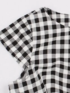 Women's Plus Size Retro 1950s Vintage Dress Midi Dress Daily Holiday With Belt Print Plaid Crew Neck Short Sleeve Regular Fit Spring Fall 2023 Black XL XXL 3XL 4XL -Casual Print Dress Sales wzogtd1693533784834