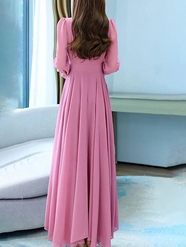 Women's Long Dress Maxi Dress Casual Dress Chiffon Dress Black Dress Plain Streetwear Casual Outdoor Daily Holiday Lace Up Ruched Long Sleeve Crew Neck Dress Regular Fit Black Pink Red Summer Spring 15 Women's Long Dress Maxi Dress Casual Dress Chiffon Dress Black Dress Plain Streetwear Casual Outdoor Daily Holiday Lace Up Ruched Long Sleeve Crew Neck Dress Regular Fit Black Pink Red Summer Spring - Image 15