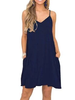 Women's Casual Dress Strap Dress Mini Dress Black Wine Dark Blue Sleeveless Pure Color Pocket Summer Spring Spaghetti Strap Stylish Loose Fit 2023 S M L XL XXL -Casual Print Dress Sales xauvjg1645096567483