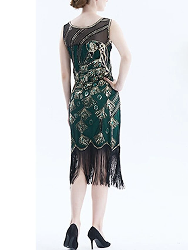 Women's Retro 1920s Fringe Dress Midi Dress Party Holiday Sequins Tassel Fringe Animal Crewneck Sleeveless Regular Fit Spring Fall 2023 Black Red S M L XL 4 Women's Retro 1920s Fringe Dress Midi Dress Party Holiday Sequins Tassel Fringe Animal Crewneck Sleeveless Regular Fit Spring Fall 2023 Black Red S M L XL - Image 4