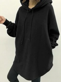 Women's Casual Dress Hoodie Dress Mini Dress Daily Casual Outdoor Vacation Going Out Hoodie Pocket Pure Color Regular Fit Black Blue Gray S M L XL XXL -Casual Print Dress Sales xfqpih1695027785018