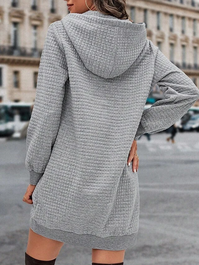 Women's Casual Dress Hoodie Dress Plain Dress Mini Dress Pocket Daily Date Going Out Fashion Basic Hooded Long Sleeve 2023 Loose Fit Light Grey Color S M L XL XXL Size 3 Women's Casual Dress Hoodie Dress Plain Dress Mini Dress Pocket Daily Date Going Out Fashion Basic Hooded Long Sleeve 2023 Loose Fit Light Grey Color S M L XL XXL Size - Image 3