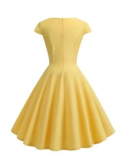 Women's Swing Dress Vintage Tea Dresses Midi Dress Black Yellow Pink Short Sleeve Pure Color Ruched Spring Summer Crew Neck Vintage Daily Weekend Slim S M L XL XXL 29 Women's Swing Dress Vintage Tea Dresses Midi Dress Black Yellow Pink Short Sleeve Pure Color Ruched Spring Summer Crew Neck Vintage Daily Weekend Slim S M L XL XXL -Casual Print Dress Sales xhmzip1629364280016