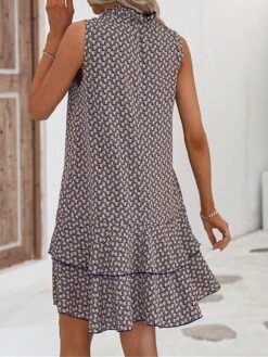 Women's Casual Dress Tank Dress Summer Dress Geometric Hollow Out Print Stand Collar Mini Dress Fashion Streetwear Outdoor Date Sleeveless Regular Fit Black Red Blue Summer Spring S M L XL XXL -Casual Print Dress Sales xkifjx1686117820024