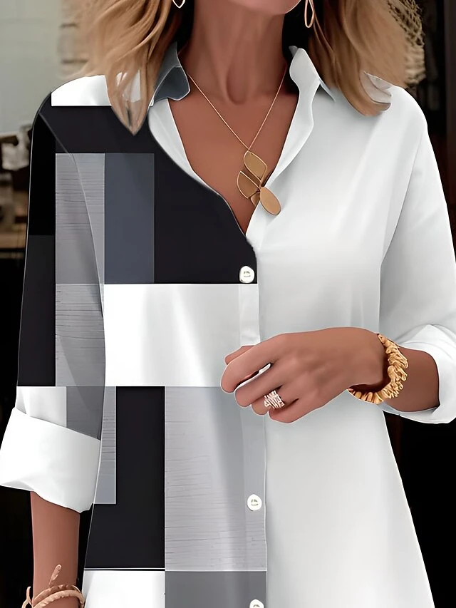 Women's Shirt Dress Casual Dress Midi Dress Outdoor Office Daily Polyester Fashion Modern Shirt Collar Button Pocket Long Sleeve Fall Winter 2023 Loose Fit Gray Plaid S M L XL 2XL 2 Women's Shirt Dress Casual Dress Midi Dress Outdoor Office Daily Polyester Fashion Modern Shirt Collar Button Pocket Long Sleeve Fall Winter 2023 Loose Fit Gray Plaid S M L XL 2XL - Image 2