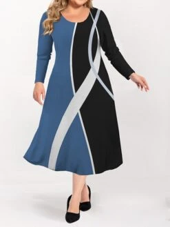 Women's Plus Size Curve Casual Dress Skater Dress A Line Dress Geometric Color Block Midi Dress Long Sleeve Print Crew Neck Fashion Outdoor Red Blue Fall Winter L XL XXL 3XL 4XL 5 Women's Plus Size Curve Casual Dress Skater Dress A Line Dress Geometric Color Block Midi Dress Long Sleeve Print Crew Neck Fashion Outdoor Red Blue Fall Winter L XL XXL 3XL 4XL -Casual Print Dress Sales xmpfmz1695191648700