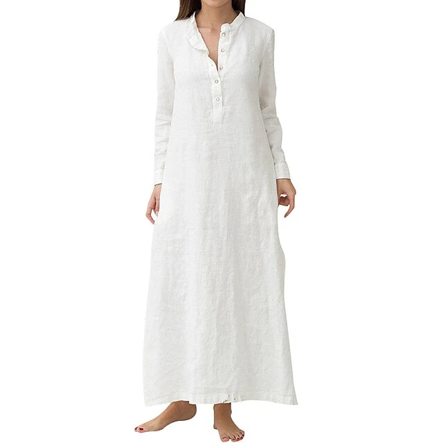 Women's Shirt Dress Shift Dress White Dress Maxi Long Dress Winter Dress Daily Fall Dress Polyester Casual Shirt Collar Long Sleeve Spring Fall Winter 2022 Loose Fit Light Blue White Pure Color S M L 3 Women's Shirt Dress Shift Dress White Dress Maxi Long Dress Winter Dress Daily Fall Dress Polyester Casual Shirt Collar Long Sleeve Spring Fall Winter 2022 Loose Fit Light Blue White Pure Color S M L - Image 3
