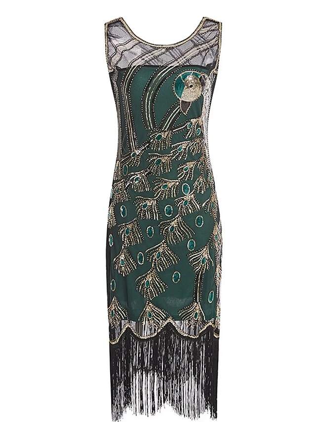 Women's Retro 1920s Fringe Dress Midi Dress Party Holiday Sequins Tassel Fringe Animal Crewneck Sleeveless Regular Fit Spring Fall 2023 Black Red S M L XL 3 Women's Retro 1920s Fringe Dress Midi Dress Party Holiday Sequins Tassel Fringe Animal Crewneck Sleeveless Regular Fit Spring Fall 2023 Black Red S M L XL - Image 3