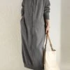 Women's Casual Dress Hoodie Dress Shift Dress Long Dress Maxi Dress Pocket Outdoor Street Daily Active Fashion Hooded Long Sleeve 2023 Loose Fit Black Brown Gray Color S M L XL XXL Size