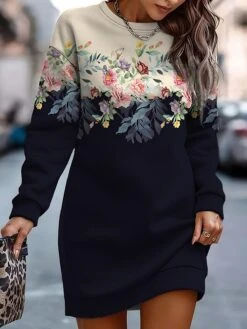 Women's Casual Dress Sweatshirt Dress Mini Dress Warm Fashion Outdoor Holiday Vacation Crew Neck Print Floral Loose Fit Pink Royal Blue Blue S M L XL XXL 9 Women's Casual Dress Sweatshirt Dress Mini Dress Warm Fashion Outdoor Holiday Vacation Crew Neck Print Floral Loose Fit Pink Royal Blue Blue S M L XL XXL -Casual Print Dress Sales xosblt1693886822572