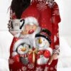 Women‘s Plus Size Christmas Dress Casual Dress Santa Claus Long Sleeve Winter Fall Casual Festival Mini Dress Going Out Dress