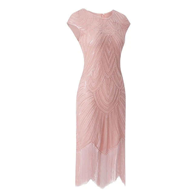 Women's Retro 1920s Fringe Dress Midi Dress Party Holiday Sequins Tassel Fringe Geometric Crewneck Short Sleeve Regular Fit Spring Fall 2023 Silver Black XS S M L 5 Women's Retro 1920s Fringe Dress Midi Dress Party Holiday Sequins Tassel Fringe Geometric Crewneck Short Sleeve Regular Fit Spring Fall 2023 Silver Black XS S M L - Image 5