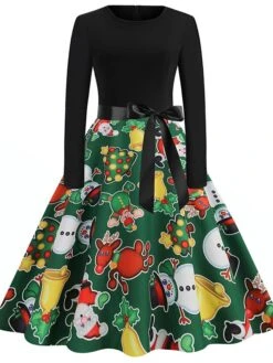 Women's Christmas Swing Dress Vintage Dress Midi Dress Green Blue Light Green Long Sleeve Santa Claus Bow Winter Fall Autumn Crew Neck Fashion Daily Date 2022 S M L XL XXL 3XL 32 Women's Christmas Swing Dress Vintage Dress Midi Dress Green Blue Light Green Long Sleeve Santa Claus Bow Winter Fall Autumn Crew Neck Fashion Daily Date 2022 S M L XL XXL 3XL -Casual Print Dress Sales xrhuyz1667894619770