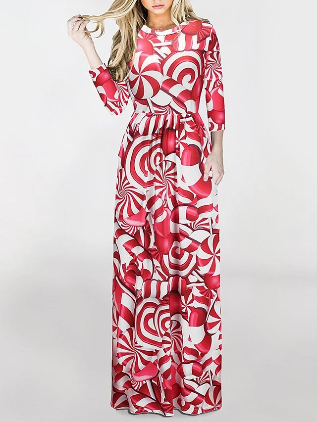 Women‘s Christmas Holiday Casual Vintage Dress Long Dress Maxi Dress Party Ruched Patchwork Santa Claus Crew Neck Long Sleeve Regular Fit Fall Winter 2023 Black White S M L XL 5 Women‘s Christmas Holiday Casual Vintage Dress Long Dress Maxi Dress Party Ruched Patchwork Santa Claus Crew Neck Long Sleeve Regular Fit Fall Winter 2023 Black White S M L XL - Image 5