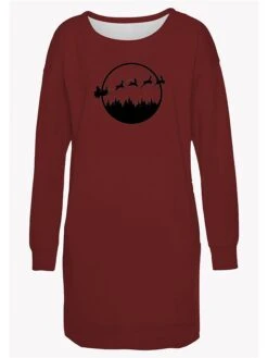 Women's Casual Dress Christmas Dress Sweatshirt Dress Santa Claus Ugly Christmas Pocket Print Crew Neck Mini Dress Fashion Streetwear Outdoor Christmas Long Sleeve Loose Fit Dark Red Red Burgundy -Casual Print Dress Sales xudcgo1694675792174