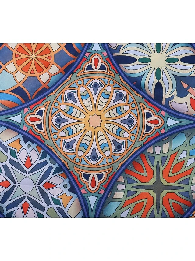 Women's Ethnic Dress Sheath Dress Midi Dress Rainbow 3/4 Length Sleeve Floral Print Spring Fall V Neck Elegant 2023 M L XL XXL 3XL 5 Women's Ethnic Dress Sheath Dress Midi Dress Rainbow 3/4 Length Sleeve Floral Print Spring Fall V Neck Elegant 2023 M L XL XXL 3XL - Image 5