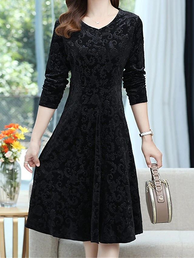 Women's Christmas Dress Casual Dress Velvet Dress Midi Dress Pocket Outdoor Christmas Street Fashion Elegant V Neck Long Sleeve 2023 Loose Fit Black Wine Blue Color XL XXL 3XL 4XL 5XL Size 6 Women's Christmas Dress Casual Dress Velvet Dress Midi Dress Pocket Outdoor Christmas Street Fashion Elegant V Neck Long Sleeve 2023 Loose Fit Black Wine Blue Color XL XXL 3XL 4XL 5XL Size - Image 6