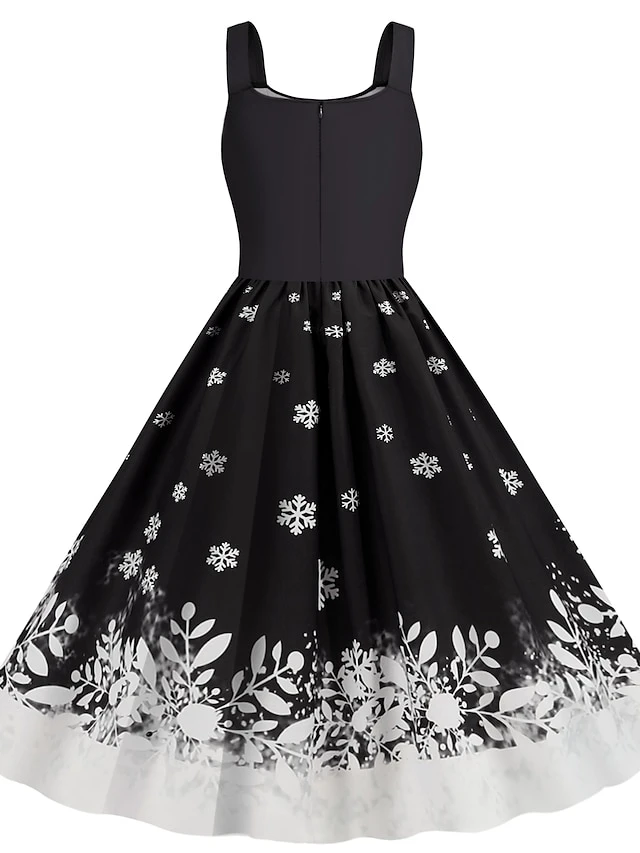 Women's Christmas Midi Dress Black Red Sleeveless Santa Claus Print Spring Summer Spaghetti Strap 2022 S M L XL 2XL 5 Women's Christmas Midi Dress Black Red Sleeveless Santa Claus Print Spring Summer Spaghetti Strap 2022 S M L XL 2XL - Image 5