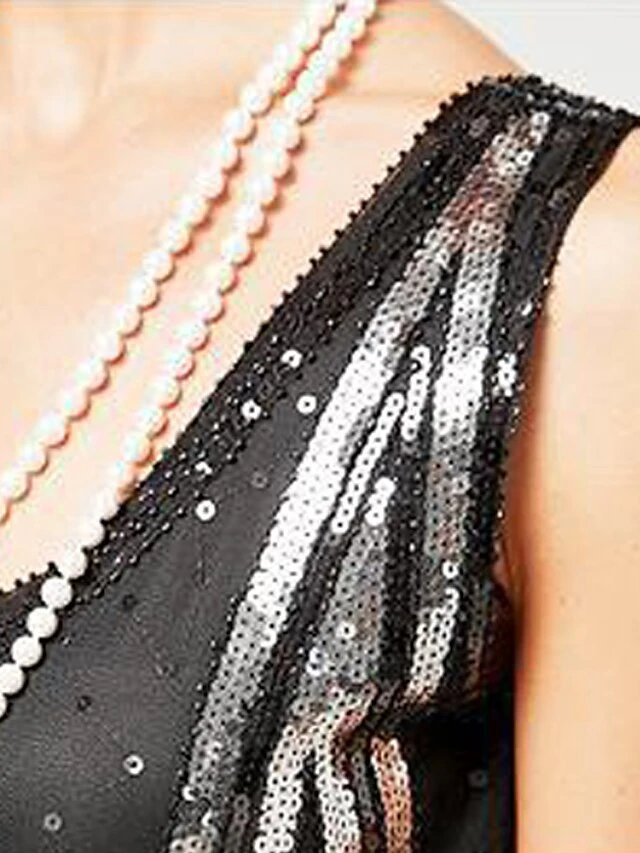 Women's Retro 1920s Sequin Dress Midi Dress Party Halloween Sequins Patchwork Leaf Deep U Sleeveless Regular Fit Spring Fall 2023 Pink Red XS S M L 8 Women's Retro 1920s Sequin Dress Midi Dress Party Halloween Sequins Patchwork Leaf Deep U Sleeveless Regular Fit Spring Fall 2023 Pink Red XS S M L - Image 8