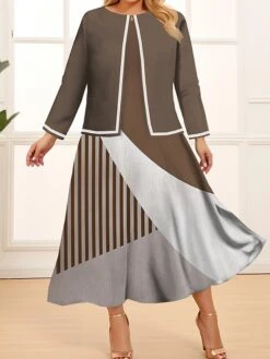 Women's Plus Size Curve Two Piece Dress Set Casual Dress Swing Dress Outdoor Office Fashion Streetwear Print Midi Dress Crew Neck Long Sleeve Geometric Color Block Wine Blue Khaki Spring Fall L 6 Women's Plus Size Curve Two Piece Dress Set Casual Dress Swing Dress Outdoor Office Fashion Streetwear Print Midi Dress Crew Neck Long Sleeve Geometric Color Block Wine Blue Khaki Spring Fall L -Casual Print Dress Sales xvykxf1691723056422