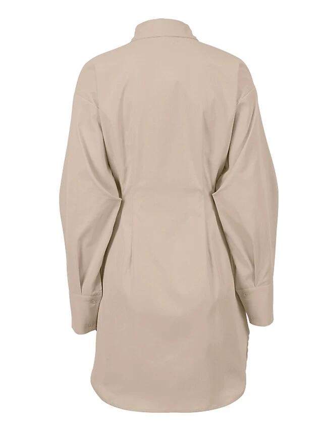 Women's Shirt Dress Casual Dress Mini Dress Outdoor Daily Date Polyester Fashion Basic Shirt Collar Button Long Sleeve Fall Winter 2023 Regular Fit Black White Brown Pure Color S M L 17 Women's Shirt Dress Casual Dress Mini Dress Outdoor Daily Date Polyester Fashion Basic Shirt Collar Button Long Sleeve Fall Winter 2023 Regular Fit Black White Brown Pure Color S M L - Image 17
