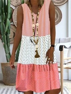 Women's Shift Dress Midi Dress Black Yellow Pink Sleeveless Polka Dot Print Summer Spring Crew Neck Casual 2023 S M L XL XXL 3XL 4XL 5XL 7 Women's Shift Dress Midi Dress Black Yellow Pink Sleeveless Polka Dot Print Summer Spring Crew Neck Casual 2023 S M L XL XXL 3XL 4XL 5XL -Casual Print Dress Sales xwgplh1639128899434