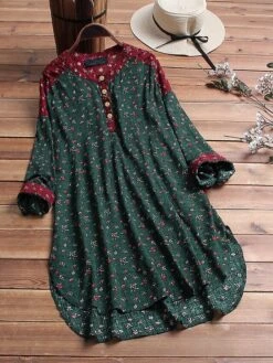 Women‘s Plus Size Curve Shirt Dress Floral Crew Neck Long Sleeve Fall Spring Short Mini Dress Holiday Dress -Casual Print Dress Sales xwpifl1618983502135 1