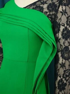Women's Plus Size Curve Party Dress Work Dress Bodycon Color Block Long Dress Maxi Dress Long Sleeve Lace Ruffle V Neck Fashion Party Green Fall Winter XL XXL 3XL 4XL -Casual Print Dress Sales xxoqlf1694425969064