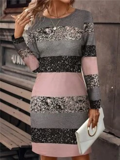 Women's Casual Dress Sweatshirt Dress Mini Dress Active Fashion Outdoor Holiday Vacation Crew Neck Print Striped Loose Fit White Pink Blue S M L XL XXL 7 Women's Casual Dress Sweatshirt Dress Mini Dress Active Fashion Outdoor Holiday Vacation Crew Neck Print Striped Loose Fit White Pink Blue S M L XL XXL -Casual Print Dress Sales xycmru1695195913626