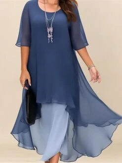Women‘s Plus Size Curve Casual Dress Work Dress Chiffon Dress Plain Long Dress Maxi Dress Half Sleeve Layered Plus High Low Crew Neck Elegant Outdoor Blue Summer Spring L XL XXL 3XL 4XL 16 Women‘s Plus Size Curve Casual Dress Work Dress Chiffon Dress Plain Long Dress Maxi Dress Half Sleeve Layered Plus High Low Crew Neck Elegant Outdoor Blue Summer Spring L XL XXL 3XL 4XL -Casual Print Dress Sales xypwrs1684900925327