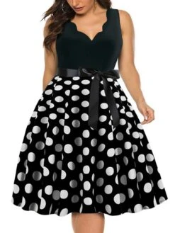 Women's Plus Size Curve Party Dress Polka Dot V Neck Bow Sleeveless Fall Spring Vintage 1950s Elegant Knee Length Dress Formal Party Dress 16 Women's Plus Size Curve Party Dress Polka Dot V Neck Bow Sleeveless Fall Spring Vintage 1950s Elegant Knee Length Dress Formal Party Dress -Casual Print Dress Sales xzlypr1637034054263