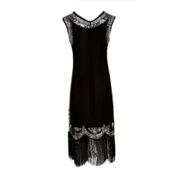 Women's Retro 1920s Fringe Dress Midi Dress Party Halloween Sequins Tassel Fringe Geometric Crewneck Sleeveless Regular Fit Spring Fall 2023 Black S M L XL -Casual Print Dress Sales ycimzx1692858193657