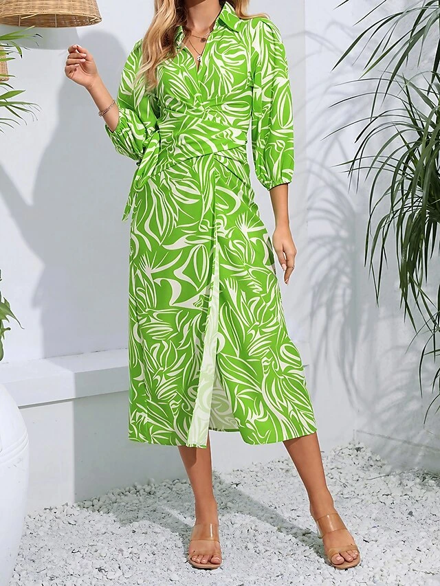Women's Shirt Dress Casual Dress Wrap Dress Midi Dress Outdoor Daily Date Polyester Fashion Casual Split Neck Lace Up Split Long Sleeve Fall Winter 2023 Regular Fit Orange Green Floral S M L XL 1 Women's Shirt Dress Casual Dress Wrap Dress Midi Dress Outdoor Daily Date Polyester Fashion Casual Split Neck Lace Up Split Long Sleeve Fall Winter 2023 Regular Fit Orange Green Floral S M L XL