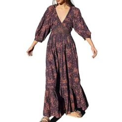 Women's Casual Dress A Line Dress Print Dress Floral Ruched Print V Neck Long Dress Maxi Dress Active Fashion Outdoor Street 3/4 Length Sleeve Loose Fit Black White Blue Fall Winter S M L XL 8 Women's Casual Dress A Line Dress Print Dress Floral Ruched Print V Neck Long Dress Maxi Dress Active Fashion Outdoor Street 3/4 Length Sleeve Loose Fit Black White Blue Fall Winter S M L XL -Casual Print Dress Sales ycszkt1695637521647