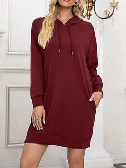 Women's Casual Dress Hoodie Dress Shift Dress Mini Dress Pocket Outdoor Street Daily Active Fashion Hooded Long Sleeve 2023 Loose Fit Black Wine Army Green Color S M L XL XXL Size 31 Women's Casual Dress Hoodie Dress Shift Dress Mini Dress Pocket Outdoor Street Daily Active Fashion Hooded Long Sleeve 2023 Loose Fit Black Wine Army Green Color S M L XL XXL Size -Casual Print Dress Sales yczict1693558123724