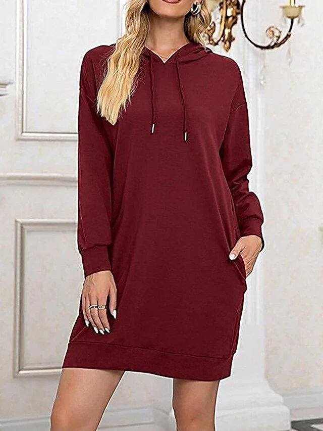 Women's Casual Dress Hoodie Dress Shift Dress Mini Dress Pocket Outdoor Street Daily Active Fashion Hooded Long Sleeve 2023 Loose Fit Black Wine Army Green Color S M L XL XXL Size 12 Women's Casual Dress Hoodie Dress Shift Dress Mini Dress Pocket Outdoor Street Daily Active Fashion Hooded Long Sleeve 2023 Loose Fit Black Wine Army Green Color S M L XL XXL Size - Image 12