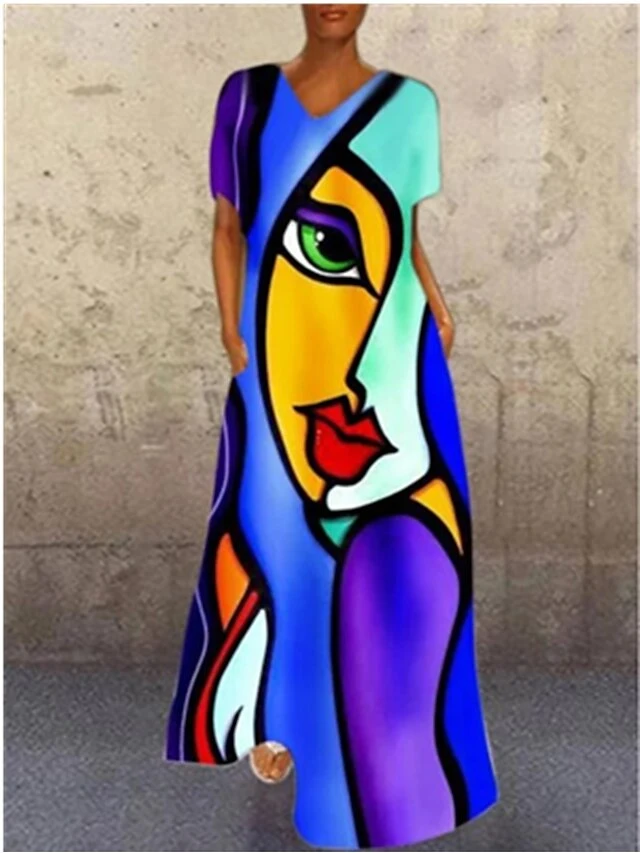 Women's Shift Dress Long Dress Maxi Dress Abstract Human Face (color) Abstract Human Face (orange) Abstract Human Face (pink) Short Sleeve Fall Spring Summer S M L XL XXL XXXL 4XL 7 Women's Shift Dress Long Dress Maxi Dress Abstract Human Face (color) Abstract Human Face (orange) Abstract Human Face (pink) Short Sleeve Fall Spring Summer S M L XL XXL XXXL 4XL - Image 7