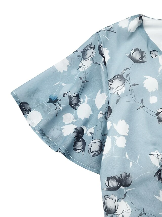 Women's Casual Dress Swing Dress Floral Dress Chiffon Long Dress Maxi Dress Green Blue Light Blue Short Sleeve Floral Ruffle Spring Summer V Neck Fashion Daily Date Vacation 2023 S M L XL XXL 3XL 10 Women's Casual Dress Swing Dress Floral Dress Chiffon Long Dress Maxi Dress Green Blue Light Blue Short Sleeve Floral Ruffle Spring Summer V Neck Fashion Daily Date Vacation 2023 S M L XL XXL 3XL - Image 10