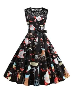 Women‘s Christmas Retro 1950s Vintage Dress Midi Dress Party Patchwork Bow Santa Claus Crew Neck Sleeveless Regular Fit Fall Winter 2023 Black White S M L XL 15 Women‘s Christmas Retro 1950s Vintage Dress Midi Dress Party Patchwork Bow Santa Claus Crew Neck Sleeveless Regular Fit Fall Winter 2023 Black White S M L XL -Casual Print Dress Sales yjgdqq1694501415439