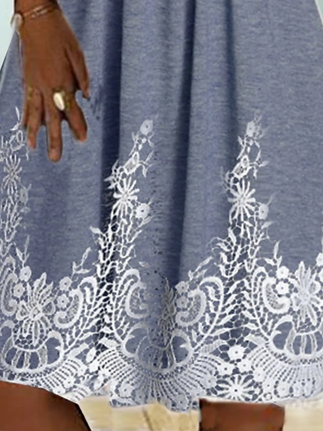 Women's Casual Dress Lace Dress Summer Dress Midi Dress Lace Patchwork Daily Date Going Out Fashion Modern Strap Sleeveless 2023 Regular Fit Blue Color S M L XL XXL Size 2 Women's Casual Dress Lace Dress Summer Dress Midi Dress Lace Patchwork Daily Date Going Out Fashion Modern Strap Sleeveless 2023 Regular Fit Blue Color S M L XL XXL Size - Image 2