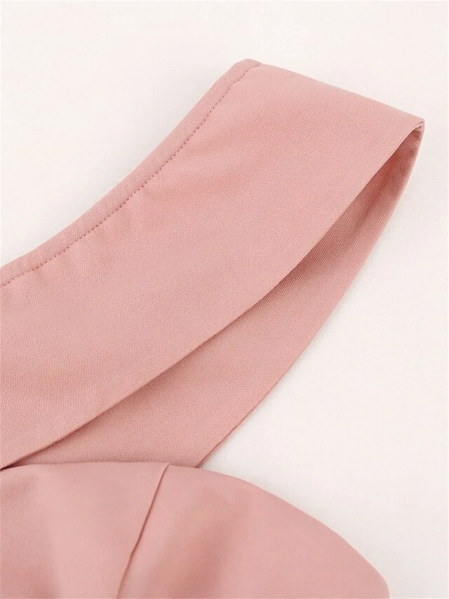 Women's Plus Size Curve Party Dress Cocktail Dress Bodycon Plain Midi Dress Sleeveless Ruffle Backless One Shoulder Fashion Party Pink Fall Winter XL XXL 3XL 4XL 7 Women's Plus Size Curve Party Dress Cocktail Dress Bodycon Plain Midi Dress Sleeveless Ruffle Backless One Shoulder Fashion Party Pink Fall Winter XL XXL 3XL 4XL - Image 7